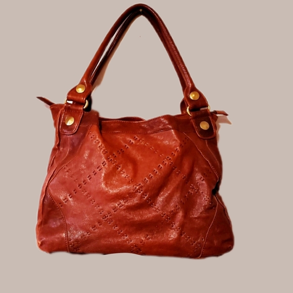 CHOCOLAT BLU Dist. Terra Cotta Brn Leather Handbag-NWOT - Picture 3 of 12